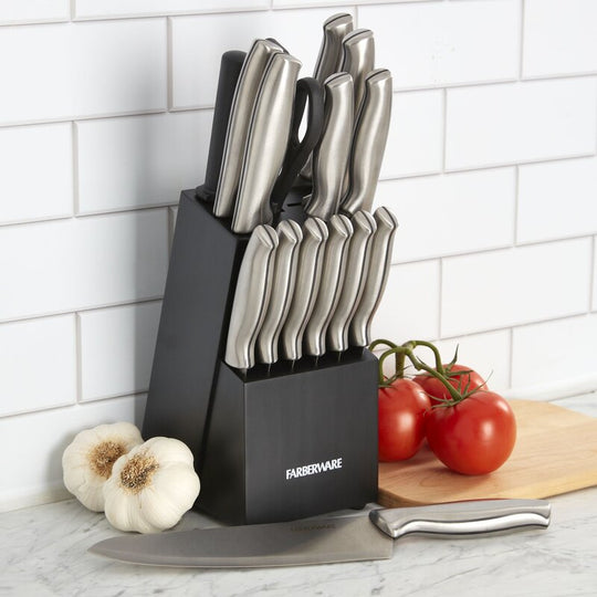 Farberware 15-Piece High Carbon Stainless Steel Knife Block Set