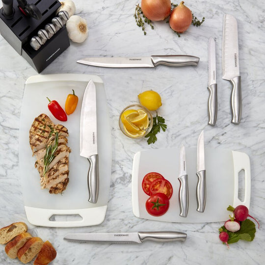 Farberware 15-Piece High Carbon Stainless Steel Knife Block Set