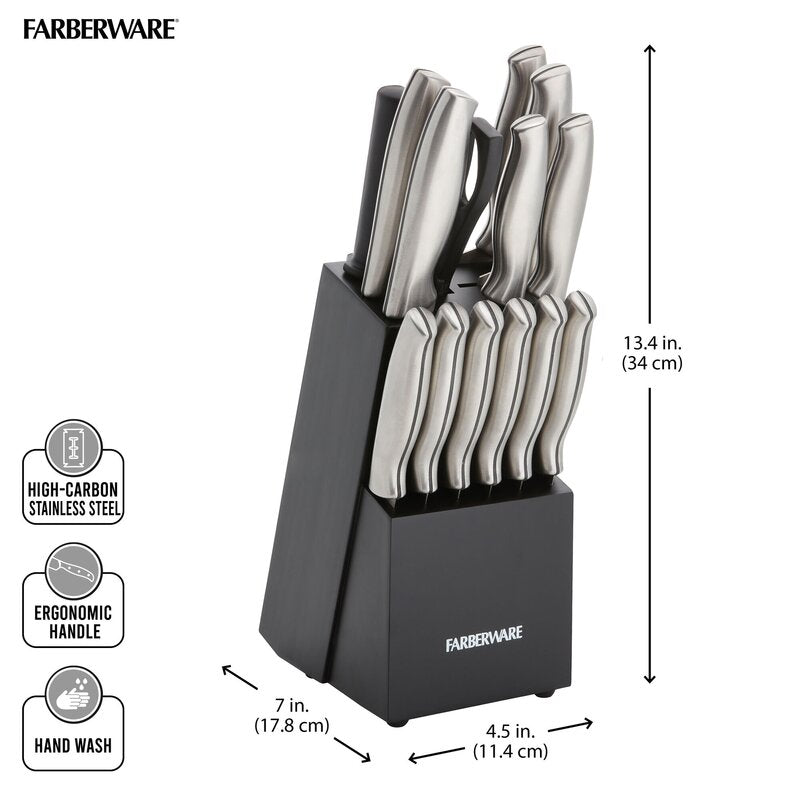 Farberware 15-Piece High Carbon Stainless Steel Knife Block Set