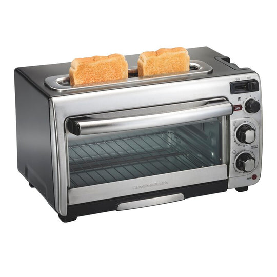 Hamilton Beach 2-in-1 Countertop Toaster Oven & Long Slot 2-Slice Toaster, 60-Min Timer, Auto Shutoff & Shade Selector