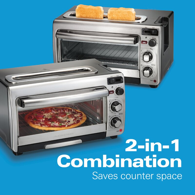 Hamilton Beach 2-in-1 Countertop Toaster Oven & Long Slot 2-Slice Toaster, 60-Min Timer, Auto Shutoff & Shade Selector