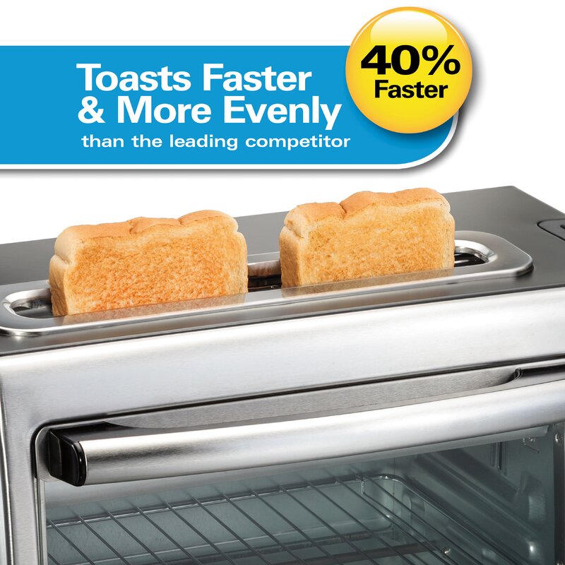 Hamilton Beach 2-in-1 Countertop Toaster Oven & Long Slot 2-Slice Toaster, 60-Min Timer, Auto Shutoff & Shade Selector
